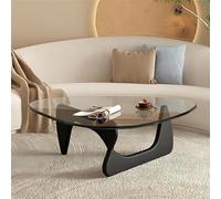 KEJIAWU Mesa de Centro Salon Negras para Sala de Estar, Mesa de Centro Triangular PequeñA con Tapa de Vidrio Transparente(Transparent Glass,36 * 26 * 16in)