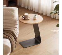 KEJIAWU Mesa de Noche en Mader.a con Base Metálica，Mesa C-Forma Ahorro de Espacio for Dormitorio o Sala，Estilo Moderno de Mitad de Siglo(Yellow)