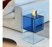KEJIAWU Mesita de Noche Estrecha Acrílica con 2 Estantes de Almacenamiento, Mesa de Centro Transparente for Espacios Pequeños, Salón, Dormitorio, Balcón