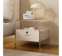 KEJIAWU Mesitas de Noche con Cerradura para Los Dedos, Mesita de Noche Flotante de Acrílico, Mesilla de Noche con Cajón, Mesita Auxiliar para Dormitorio (Color : Off-White)