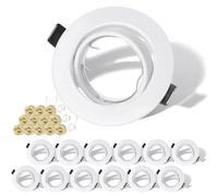 KEJIYILT Juego de 12 focos empotrables GU10, 230 V, orientables, de acero inoxidable cepillado, redondos, incluye portalámparas para LED GU10 o halógenos