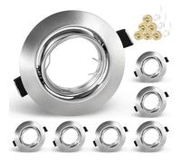 KEJIYILT Juego de 6 focos empotrables GU10 - Foco LED giratorio 230 V, acero inoxidable cepillado, focos redondos de techo, incluye portalámparas para LED GU10 o halógenos (6)