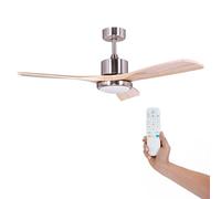 Kekai Ventilador de Techo Tramontana DC 132x40cm 55W Plata con Aspas de Madera, Luz Regulable, Temporizador y App Smart