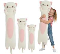 Kekeso Peluche Gato Largo - Almohada Gato Ultra Suave para Niños y Adultos, Kawaii Almohada Corporal Gatito, Lindo Peluche Regalo para Amantes de Gatos(Crema, Ojos Redondos, 110cm/43.31inch)