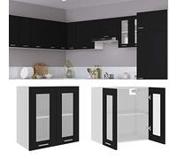 Keketa Armario Colgante Cristal de Aglomerado Armario Colgar Mueble Baño Colgar Armario Cocina para Guardar Cuencos, Platos, Ollas y Otros Electrodomésticos de Cocina Negro 60x31x60 cm