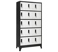Keketa Taquilla con 15 compartimentos, armario de metal, armario multiusos para oficina, salón, antracita y blanco, 90 x 40 x 180 cm, acero