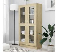Keketa Vitrina, librería, archivador, vitrina, armario de oficina, armario de pie con 4 compartimentos, estantería para salón, oficina, roble Sonoma, 82,5 x 30,5 x 150 cm