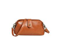KEKUBUWE Bolso retro hecho a mano de cuero PU, Bolso bandolera pequeño con apertura única, Bolso médico vintage para mujer (Brown,One Size)