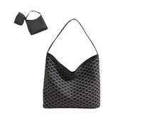 KEKUBUWE Bolso tote para mujer con cartera grande, Bolso hobo con estampado geométrico, Bolso de hombro de gran capacidad (Black,One Size)