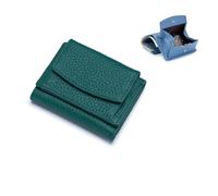 KEKUBUWE Mini Billetera de Bolsillo Organizador con Tarjetero de Cuero Genuino, Novedad de 2024 Cartera Delgada Triple con Monedero (One Size,Dark Green)