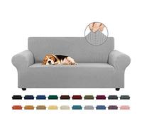KEKUOU Funda elástica para sofá biplaza de 55 a 79 Pulgadas, con Parte Inferior elástica para niños o Perros, Jacquard a Cuadros (tamaño M, Plateado)