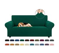 KEKUOU Funda elástica para sofá biplaza, Funda para sofá de 2 Cojines (de 55 a 79 Pulgadas), Protector de Muebles con Parte Inferior elástica para niños o Perros, Jacquard con Cuadros pequeños (M,