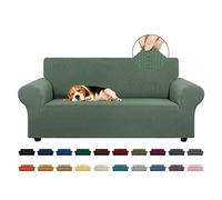 KEKUOU Funda elástica para sofá biplaza, Funda para sofá de 2 plazas (de 55 a 79 Pulgadas), Protector de Muebles con Parte Inferior elástica para niños o Perros, Jacquard a Cuadros pequeños (M, Verde