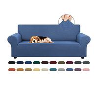 KEKUOU Funda elástica para sofá de 3 plazas (de 79 a 94 Pulgadas), Protector de Muebles de 3 Asientos con Parte Inferior elástica para niños o Perros, Tela Jacquard a Cuadros pequeños (L, Orilla de