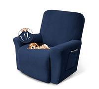 KEKUOU Fundas para sillas reclinables, Fundas elásticas para sofá reclinable, 1 Pieza, Protector de Muebles con Parte Inferior elástica para niños y Mascotas, Tela Jacquard con patrón de Cuadros
