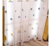 KEKUYA Cortinas Salon Moderna, Cortinas Dormitorio Visillos Translúcida Poliéster con Ojales, Fútbol de Dibujos Animados,para Cocina/Dormitorio/Comedor,2 Piezas 229x229cm