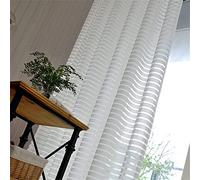 KEKUYA Cortinas Salon Moderna, Cortinas Dormitorio Visillos Translúcida Poliéster con Ojales, Rayas Blancas,para Cocina/Dormitorio/Comedor,2 Piezas 229x260cm