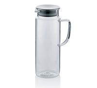 Kela 11397 Pitcher - Jarra (1 l, Cristal, con Tapa de Acero Inoxidable, diámetro de 8,5 cm, Altura de 23 cm)