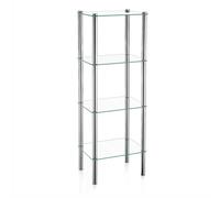 kela 18051 Estantería, 4 baldas, Metal/Cristal de Seguridad, 40 x 30 x 106 cm, Lars, Cromado