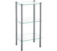 kela 18100 Estantería, 3 baldas, Metal/Cristal de Seguridad, 40 x 30 x 76 cm, Lars, Cromado