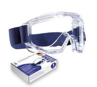 kela 1x Gafas de proteccion trabajo ACE | Made in Germany | Gafas de seguridad de revestimiento de ventilación antivaho | Lente de acetato contra químicos diadema ancha ajustable | A prueba de polvo