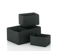 Kela 21780 Rimossa - Juego de cestas de Almacenamiento (PP con Forro Interior de Tela, 5 Piezas), Color Negro