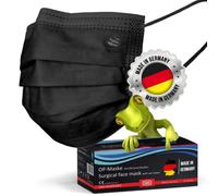 kela, 50x Mascarillas Quirúrgicas, Negras, Fabricado en Alemania, Mascarilla Medicas Homologadas para Adultos, Material Oeko-tex, EN 14683 Tipo IIR, BFE >99,8%, 3 Capas y Sin Grafeno,