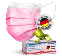kela, 50x Mascarillas Quirúrgicas, Rosada, Fabricado en Alemania, Mascarilla Medicas Homologadas para Adultos, Material Oeko-tex, CE DIN EN 14683 Tipo IIR - BFE >99,8%, 3 Capas y Sin Grafeno,