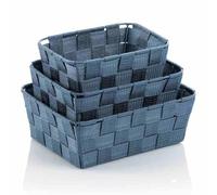 KELA ALVARO - Juego de 3 cestas de almacenamiento - azul ahumado, cinta de fibra de polipropileno, cajas prácticas para baño, cocina o sala de estar