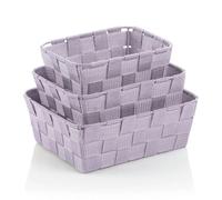 kela Alvaro - Juego de 3 cestas de plástico para baño, cocina y hogar, color morado