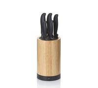 kela Bloque para cuchillos con juego de cuchillos ACIDA, 5 cuchillos, madera de bambú Soporte para cuchillos con inserto de cerdas, Ø 13 cm, negro