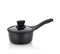 kela Cacerola con mango y tapa de cristal 16 cm STELLA NOVA, cacerola pequeña para inducción con sistema de control de aceite, cacerola de aluminio fundido recubierta 1 l