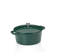 kela Cacerola redonda de hierro fundido de 4,6 litros, horno holandés de calidad para inducción con tapa, olla de hierro fundido para hornear pan, esmaltado, verde