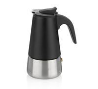 kela Cafetera espresso para inducción, cafetera espresso para 4 tazas, cafetera moka de 200 ml, FERRARA, cafetera de acero inoxidable negro mate