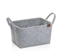 kela Cesta de almacenamiento 35 x 25 x 20 cm FAY, cesta de la compra con asas, 8 bolsillos interiores, cesta de fieltro para juguetes, periódicos, cosméticos, gris claro