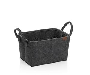 kela Cesta de almacenamiento 35 x 25 x 20 cm FAY, cesta de la compra con asas, 8 bolsillos interiores, cesta de fieltro para juguetes, periódicos, cosméticos, gris oscuro