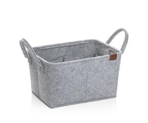 kela Cesta de almacenamiento 35 x 25 x 20 cm FAY, cesta de la compra con asas, 8 bolsillos interiores, cesta de fieltro para juguetes, periódicos, cosméticos, gris claro