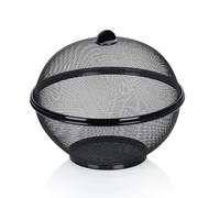 kela Cesta de frutas con mosquitera, 26,5 cm, cubierta para alimentos, cesta de frutas con tapa, tapa para moscas, metal, color negro