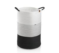 kela Cesta para la ropa sucia trenzada con forro de tela, bolsa para la ropa sucia en blanco y negro, recogedor de ropa 40 x 57 cm, HEDDA, algodón-poliéster