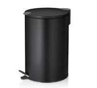 kela Cubo de basura con pedal 12 l negro mate, cubo de basura con pedal con tapa de cierre silencioso, sistema de cierre automático MATS, cubo de basura metálico para cocina y baño con cubo interior