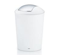 kela Cubo de Basura con Tapa basculante Blanco, Cubo para cosméticos de 5 l con Tapa basculante, plástico, Marta, Cubo de Basura para baño Blanco Mate
