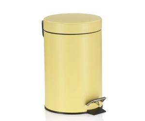 kela Cubo de basura cosmético amarillo 3 l, cubo de basura metálico con pedal para baño, cubo de basura para baño con cubo interior y asa de transporte, MONACO, amarillo sol mate