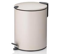 kela Cubo de basura para cosméticos 5 l beige mate, tapa con cierre silencioso, cubo de basura con pedal para el baño MATS, cubo de basura para el baño con cubo interior y asa de transporte