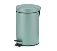 kela Cubo de basura para cosméticos verde 3 l, cubo de basura metálico con pedal para baño, cubo de basura para baño con cubo interior y asa de transporte, MONACO, verde jade mate