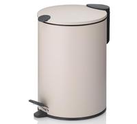 kela Cubo para cosméticos 3 l beige mate, tapa con cierre silencioso, cubo de basura con pedal para baño MATS, cubo de basura para baño con cubo interior y asa de transporte