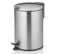 kela Cubo para cosméticos 3 l plateado mate, tapa con cierre silencioso, cubo de basura con pedal de acero inoxidable para baño MATS, cubo de basura para baño con cubo interior y asa de transporte