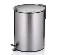 kela Cubo para cosméticos 5 l plateado mate, tapa con cierre silencioso, cubo de basura con pedal de acero inoxidable para baño MATS, cubo de basura para baño con cubo interior y asa de transporte