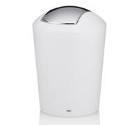kela Cubo para cosméticos blanco 1,7 l, cubo de basura pequeño para baño con tapa basculante, plástico, MARTA, cubo de basura de mesa pequeño blanco mate