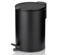 kela Cubo para cosméticos negro mate 3 l, tapa con cierre silencioso, cubo de basura con pedal para baño MATS, cubo de basura para baño con cubo interior y asa de transporte