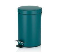 kela Cubo para cosméticos turquesa 3 l, cubo de basura metálico con pedal para baño, cubo de basura para baño con cubo interior y asa de transporte, MONACO, azul petróleo mate
